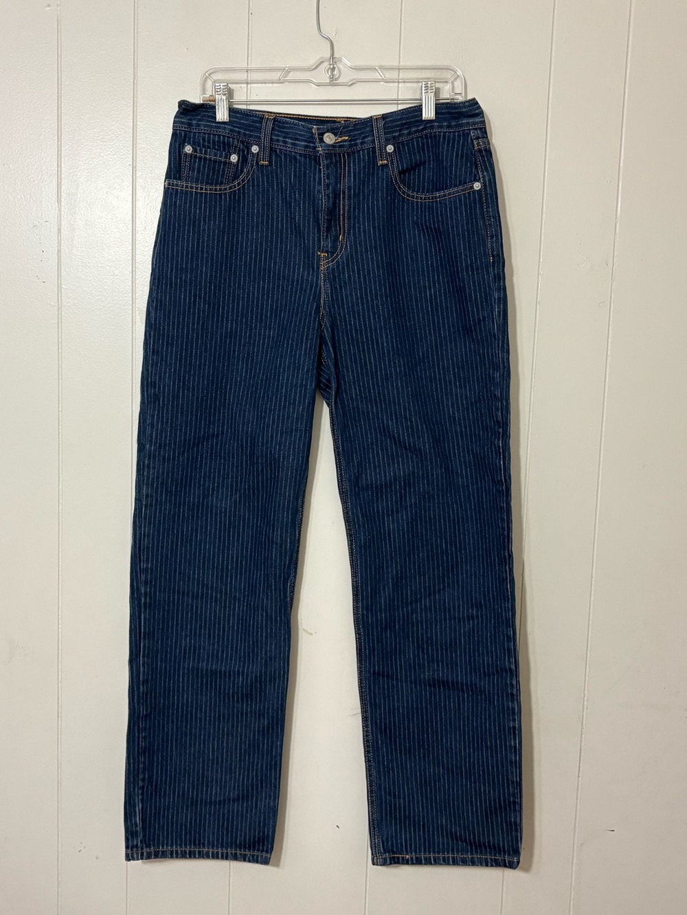 Levi’s Straight Leg Pinstripe Jeans Size 29 Dark Wash Cotton Denim Classic Fit